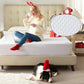 the luck charm print detail of the waterproof mattress protector