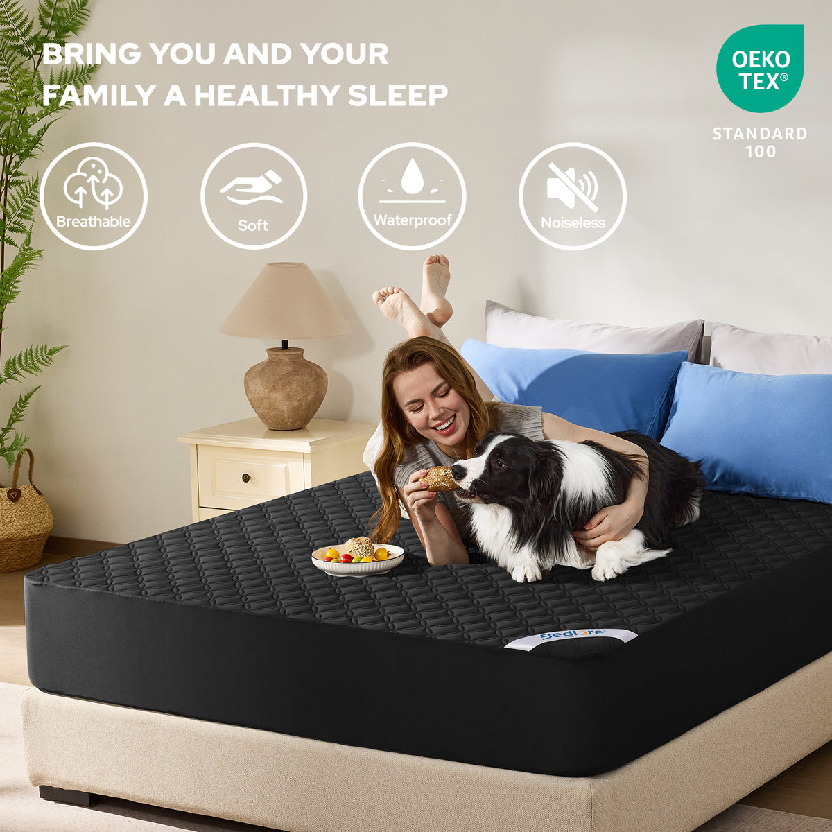 Bedlore® Breathable Mattress Cover with Waterproof and Noiseless Fabric