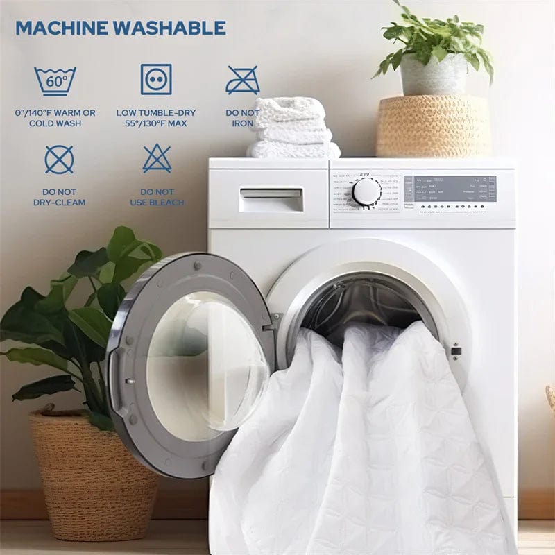 wash precautions of the waterproof luck charm print mattress protector, white