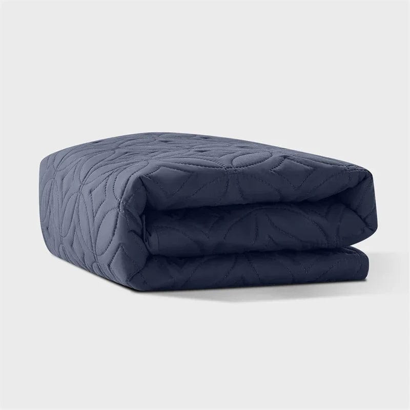 the waterproof good luck charm print mattress protector is easy to store, navy blue