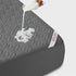 the good luck charm print mattress protector is waterproof, gray