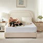 the waterproof good luck charm print mattress protector is pet-friendly, white
